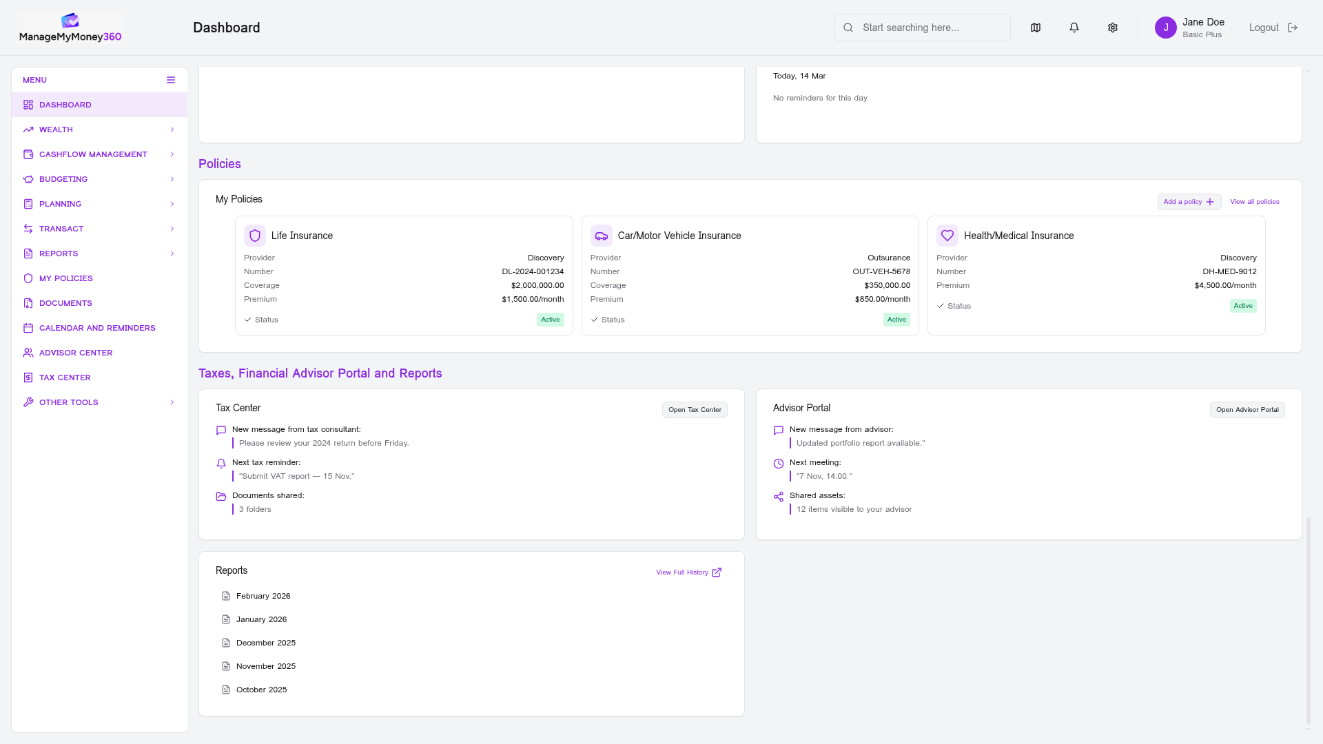 Comprehensive Dashboard view 2